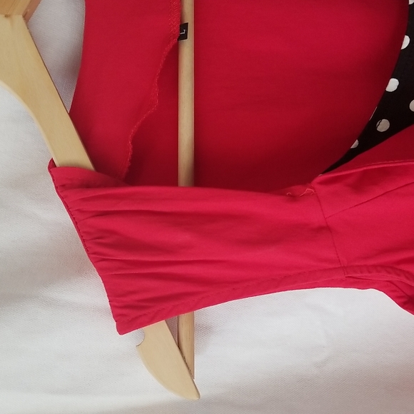 fun Zulily retro 50's style red/black/white polkadot flare dress size L - Picture 8 of 9